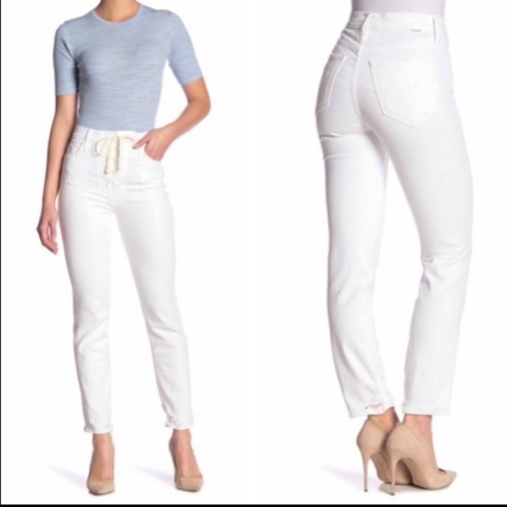 NWT MOTHER denim white lace up dazzler ankle chew
